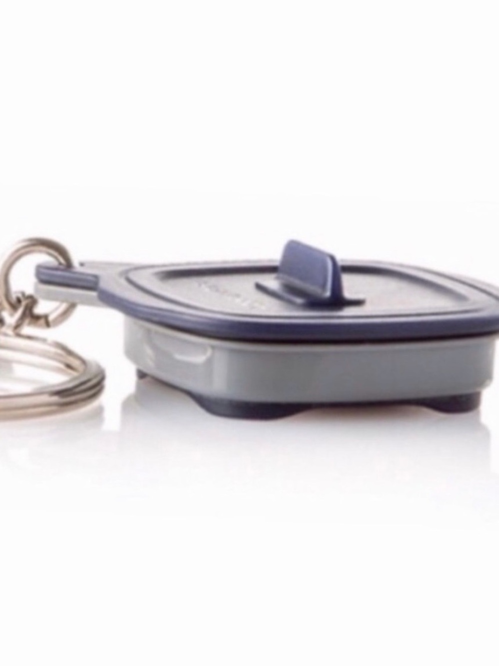 Tupperware Mini Keychain Container - Gray and Navy